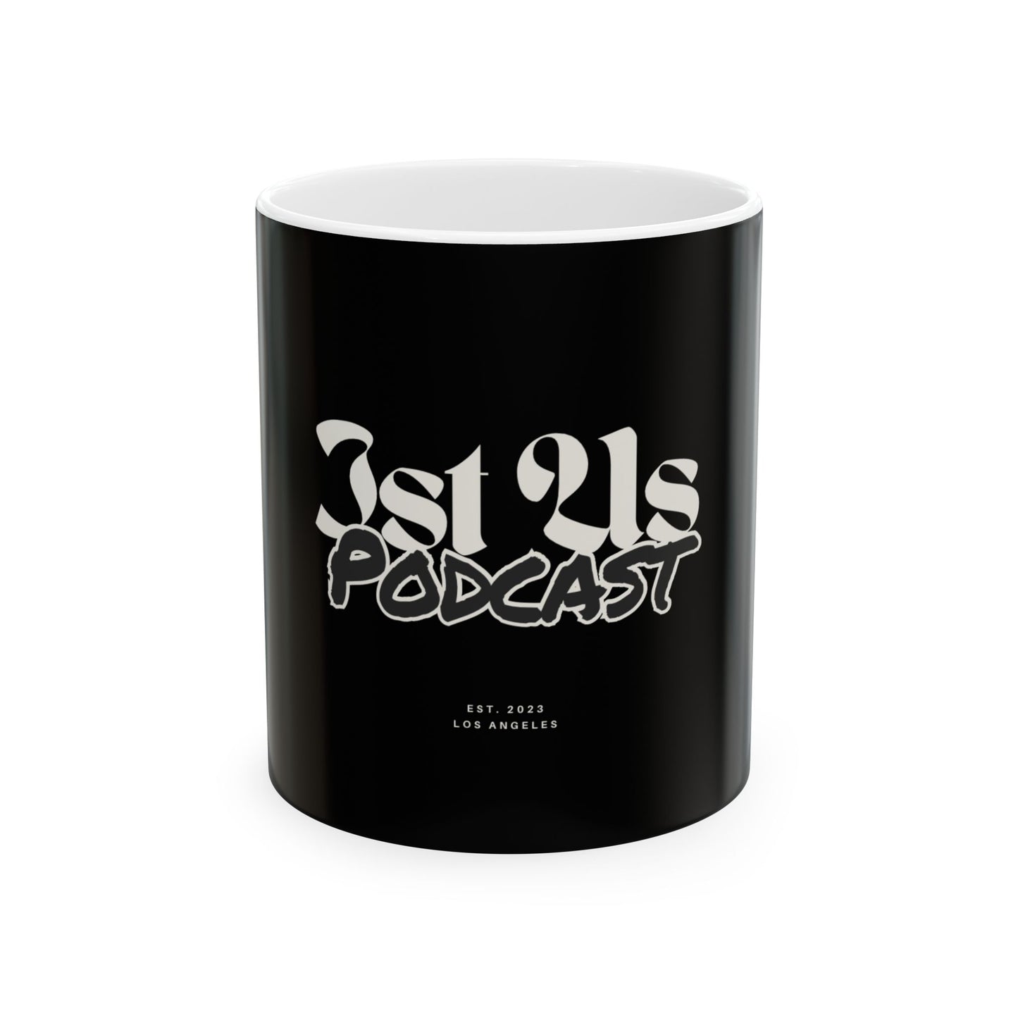 Podcast Ceramic Mug - 1st Us, Coffee Lover Gift, Black & White, Custom Mugs for Fans, Unique Drinkware